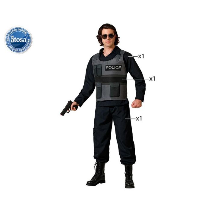 Disfraz Policia Mono Negro Hombre Adulto M-L Disfraz Policia Mono Negro Hombre Adulto M-L