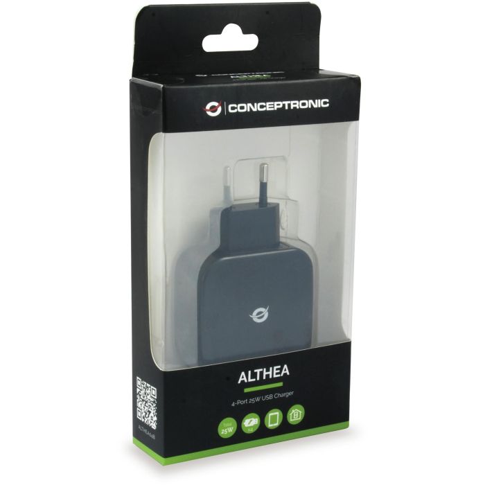 Conceptronic ALTHEA04B Cargador 4 Puertos USB-A 25W 5V/2.4A Negro 4