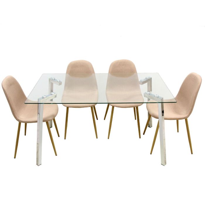 Mesa de Comedor Alexandra House Living Gris Transparente Cristal 140 x 75 x 80 cm 2