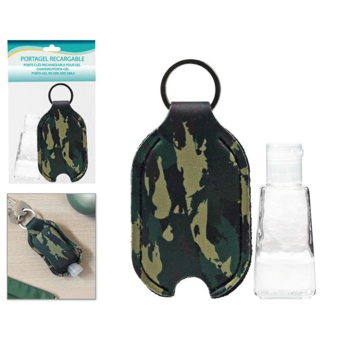 Llavero Porta Gel Dosificador Camuflaje Verde