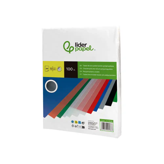 Liderpapel Tapas de Encuadernación Polipropileno A4 0.5mm Incolor Translucidas Paquete de 100 Unidades 3