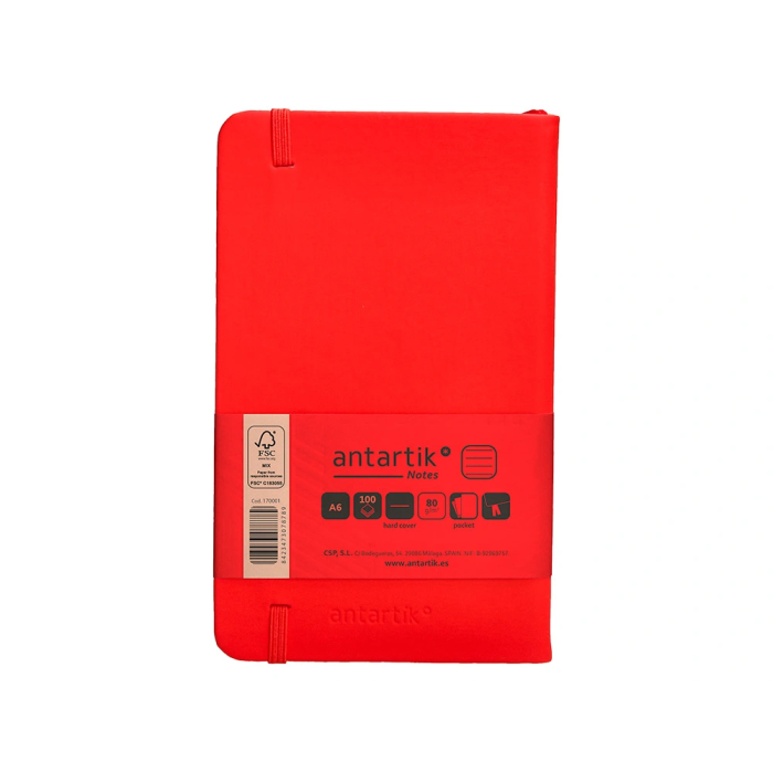 Antartik Cuaderno Tapa Dura A6 Rayas Rojo 100 Hojas 80gr FSC Colección Antartik Notes 2