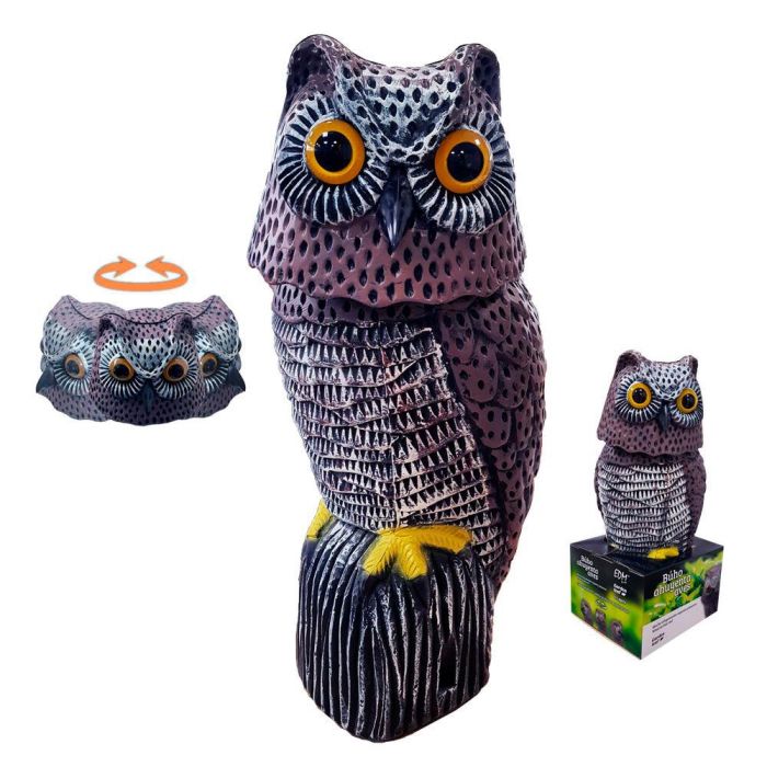 Buho con cabeza giratoria ahuyenta aves 20x38x16cm edm Buho con cabeza giratoria ahuyenta aves 20x38x16cm edm
