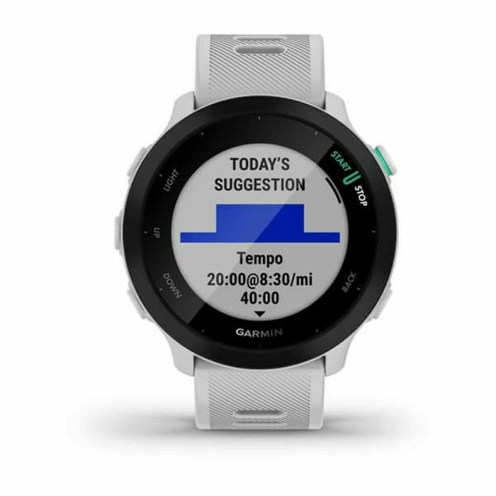 Garmin Forerunner 55 Reloj Deportivo GPS Blanco para Correr y Ciclismo con Monitor de Frecuencia Cardíaca 24