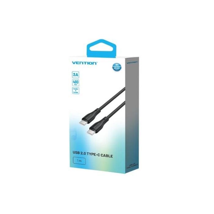 Cable USB Tipo-C Vention H27BF/ USB Tipo-C Macho - USB Tipo-C Macho/ 60W/ 480Mbps/ 1m/ Negro 1