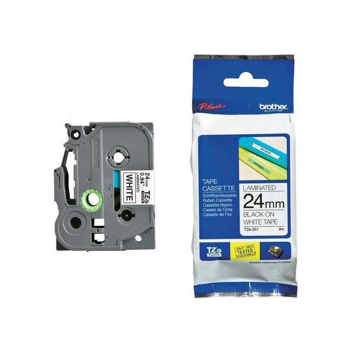 Cinta De Rotular Brother Laminada 8M 24Mm Negro Sobre Blanco