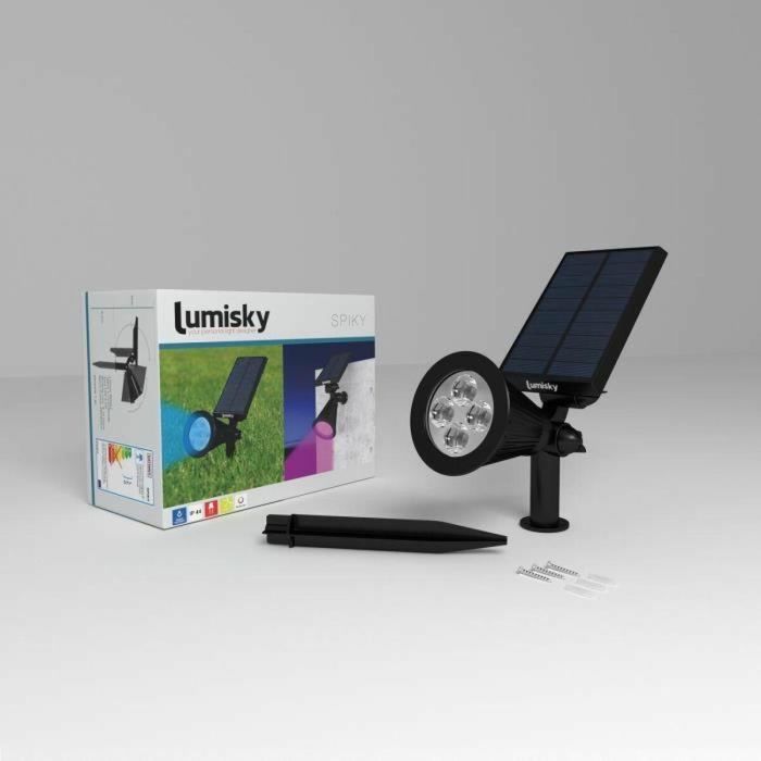 Lumisky 2 Focos Solares Impermeables Exterior con 4 LED RGB, 200 Lúmenes, Cabezal Giratorio 90°, Autonomía 10h, para Suelo o Pared 1