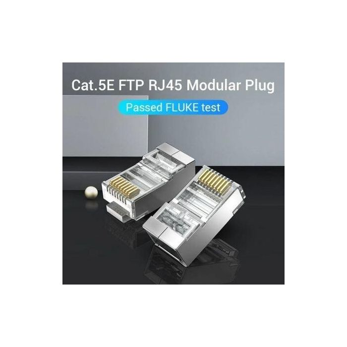 Vention IDAR0-50 Conector RJ45 Modular FTP CAT5E 100mbps con Conductor de Cobre Puro - Pack de 50 Unidades 1 Vention IDAR0-50 Conector RJ45 Modular FTP CAT5E 100mbps con Conductor de Cobre Puro - Pack de 50 Unidades 1