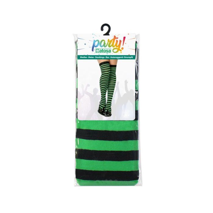 Medias A Rayas Verde Y Blanco Para Adulto - Ideales Para Disfraces Navideños, Fiestas Temáticas y Carnaval 1
