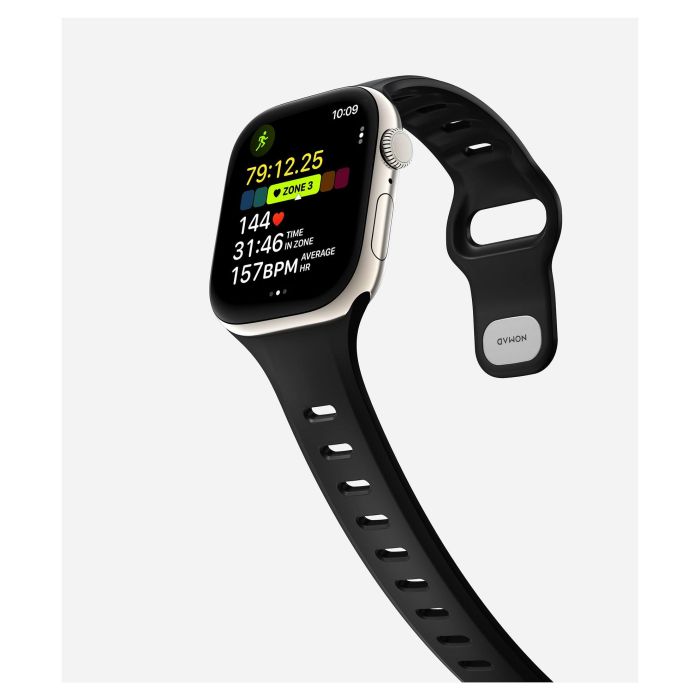 Nomad Tempo Band 42mm - Correa de Caucho Ajustable para Apple Watch Series, 41mm/42mm, Negro, Resistente al Agua, Muñeca 135-175mm 6
