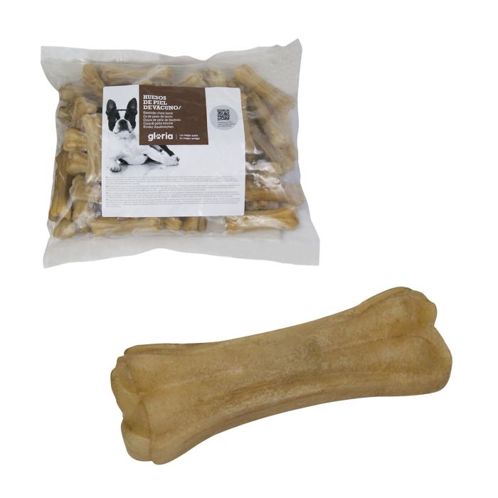 Snackys Hueso Prensado Clásico de 17 cm, Pack de 20 Unidades, 100% Natural Piel de Vacuno, Ayuda a Eliminar el Sarro