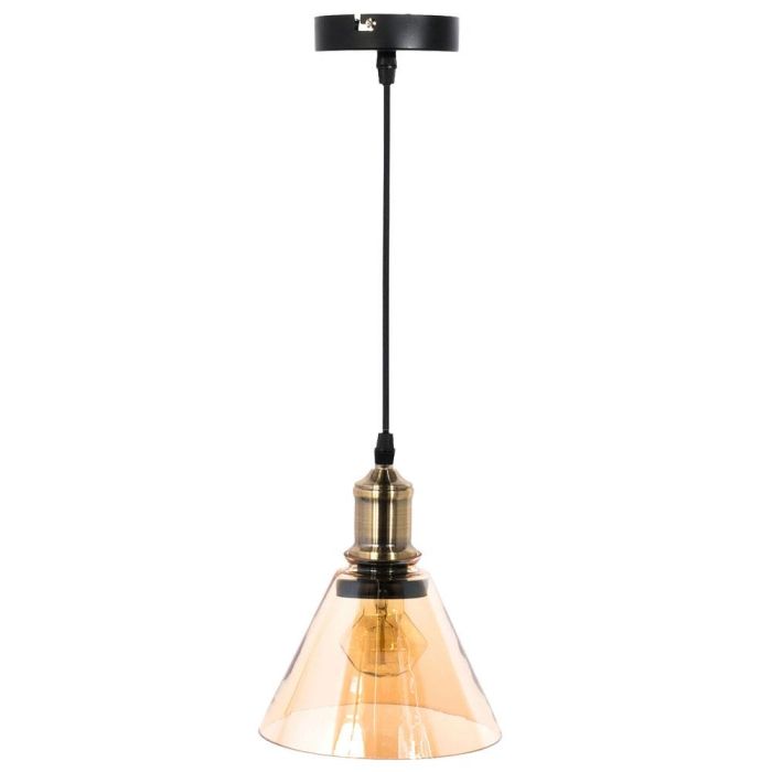 Home Deco Light Lámpara Colgante Cristal Ahumado Ámbar Luminaire Cónica Retro Contemporáneo Pantalla 18x13,5 cm Cable Negro 80 cm. 0 Home Deco Light Lámpara Colgante Cristal Ahumado Ámbar Luminaire Cónica Retro Contemporáneo Pantalla 18x13,5 cm Cable Negro 80 cm. 0