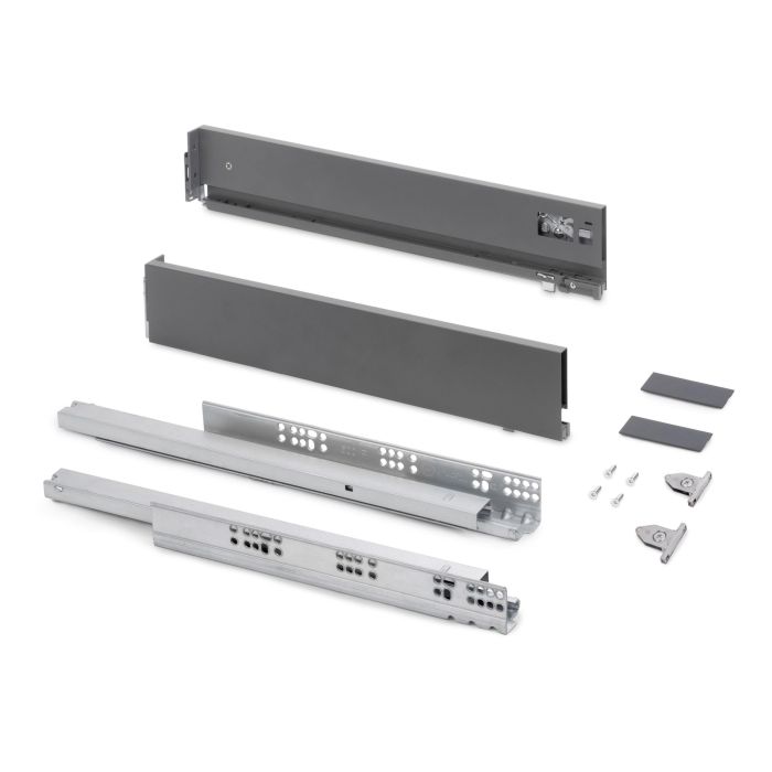 Emuca Cajón exterior Vertex con regulación 3D de altura 93mm, 40kg, profundidad 270mm, Acero, Gris antracita