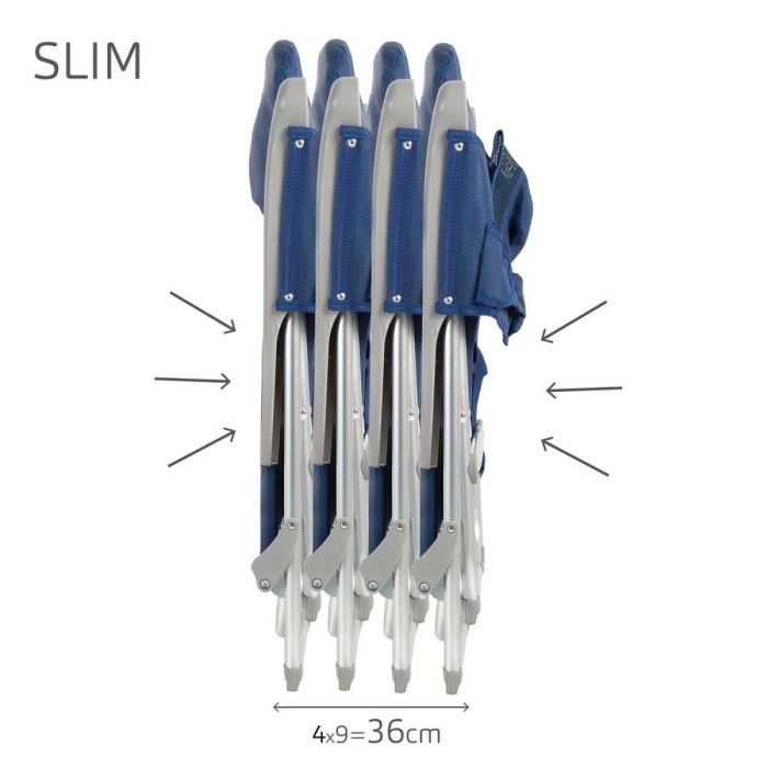 Silla de Playa Aktive Slim Plegable Azul marino 47 x 87 x 58 cm (2 Unidades) 4 Silla de Playa Aktive Slim Plegable Azul marino 47 x 87 x 58 cm (2 Unidades) 4