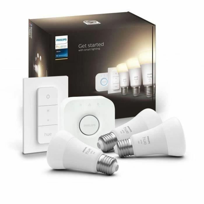 PHILIPS Hue White Starter kit 9.5W bombilla LED inteligente - E27 x3 y control remoto Hue 6