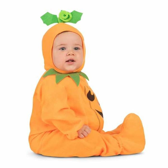 Disfraz pequeña calabaza gorro, mono con barriguita rellena y patucos talla 12-24 m 5