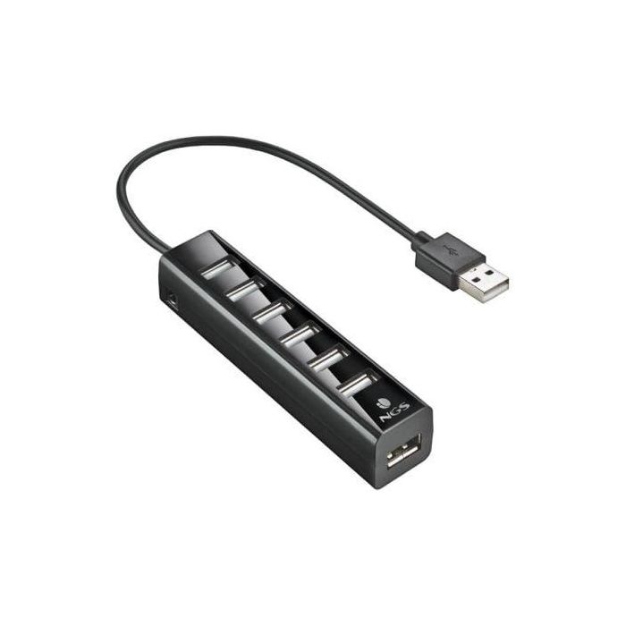 NGS IHUB7TINY Hub USB 2.0 de 7 Puertos con Alimentación Externa, Diseño Compacto para Múltiples Dispositivos, Velocidad 480 Mbps 2