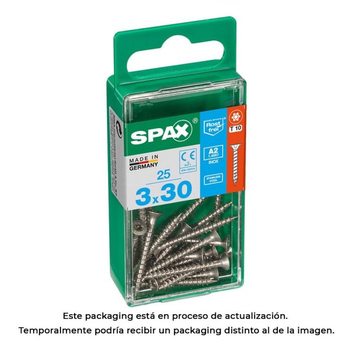 Spax 4197000300301 Tornillo Madera Acero Inoxidable A2 Cabeza Plana T-STAR plus T10 3,0x30mm Caja 25 Unidades 0 Spax 4197000300301 Tornillo Madera Acero Inoxidable A2 Cabeza Plana T-STAR plus T10 3,0x30mm Caja 25 Unidades 0