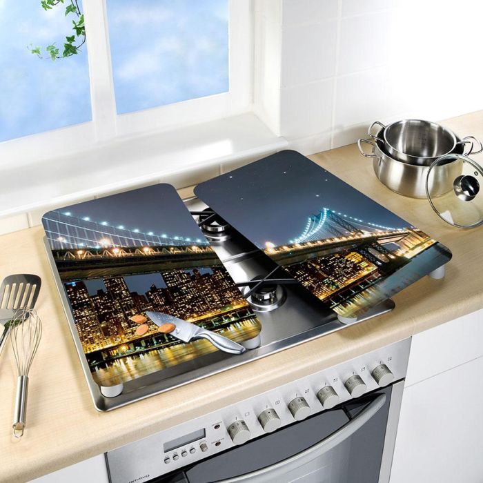 Wenko 2521320100 Placas Cobertoras de Vidrio Brooklyn Bridge, 2 Unidades, 30x52 cm, Vidrio Templado 1