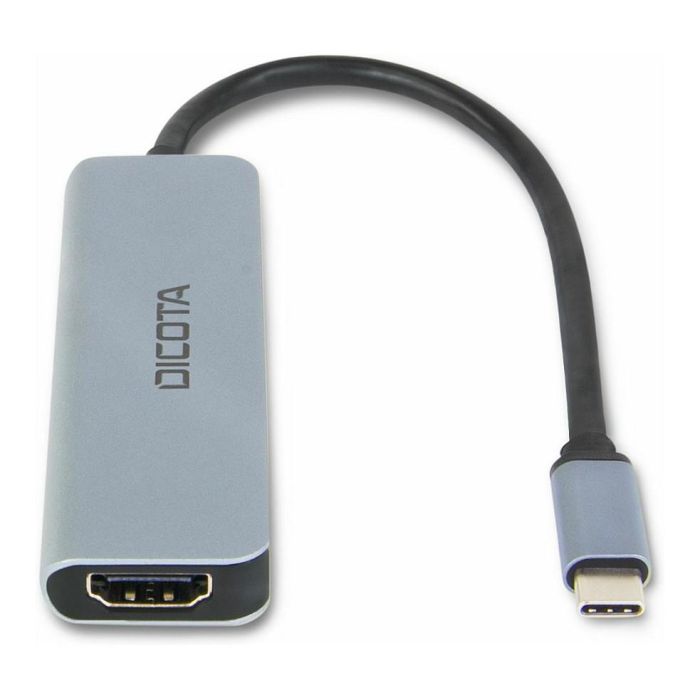 DICOTA D32060 Adaptador USB-C 5 en 1 con HDMI 4K, USB-A, USB-C y Carga Rápida PD 100W, Color Plateado 4