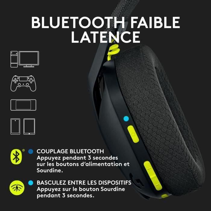 Auriculares inalámbricos para juegos Logitech - G435 LIGHTSPEED - NEGRO - Bluetooth liviano con micrófono incorporado para Dolby Atmos, PC, PS4, PS5, Mobile 2