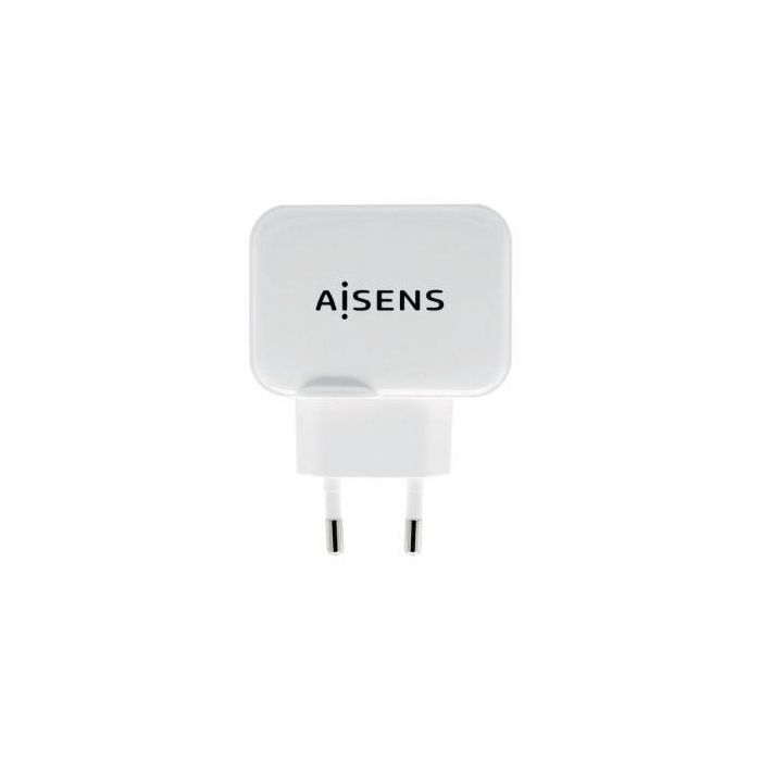 Aisens Cargador USB 17W 5V/3.4A, 2 Puertos USB-A con Control AI, Blanco
