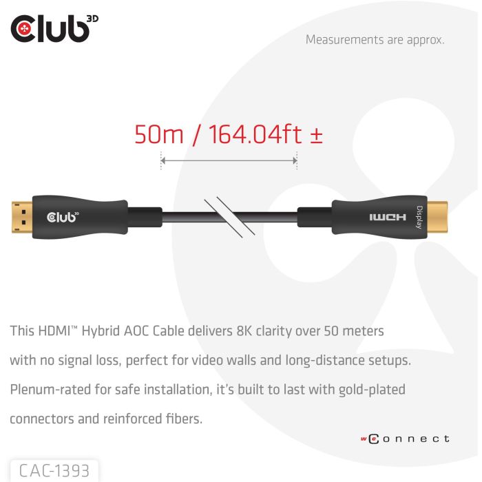 Club3D HDMI-Kabel A -> A 2.1 aktiv opt. 8K60Hz UHD 50 Meter retail 2 Club3D HDMI-Kabel A -> A 2.1 aktiv opt. 8K60Hz UHD 50 Meter retail 2