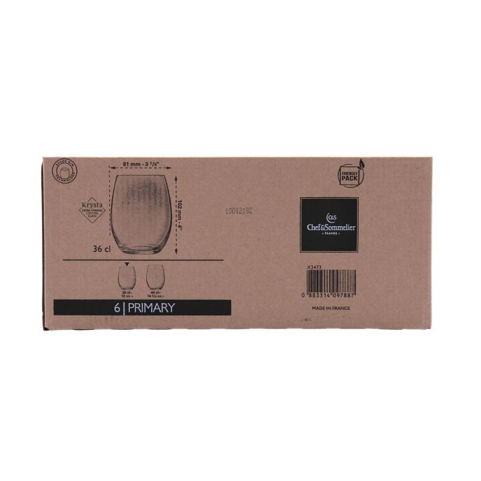 Caja 6 Vasos Altos Krysta Primary Chef & Sommelier 36 cL 2