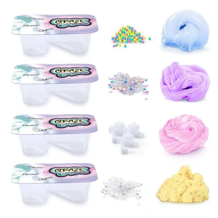Canal Toys CRAZE Sensations ASMR Kit de 4 Texturas Satisfactorias: Arena, Espuma, Limo de Mantequilla y Bomba de Limo 4