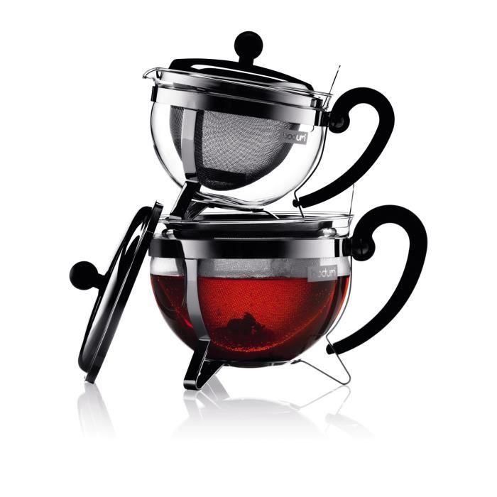Bodum Chambord Tetera de Acero Inoxidable con Tamiz y Mango de Vidrio, 1 Litro, Color Gris y Transparente, Apta Lavavajillas 2