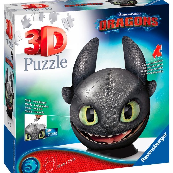 Ravensburger Puzzle Ball Dragon Trainer Con Orejas 3D 72 Piezas 11145 1