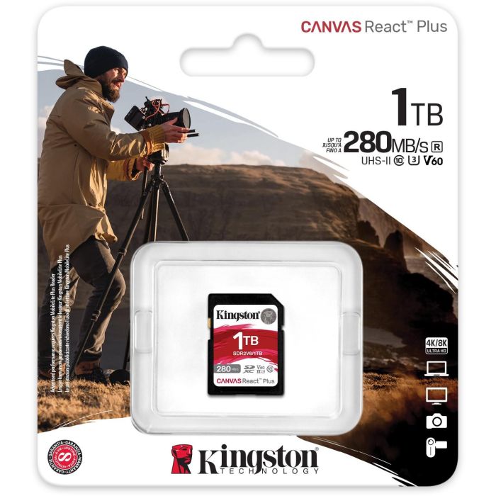 Kingston Tarjeta de Memoria XC React+ 1TB 280MB/s Lectura 150MB/s Escritura 2