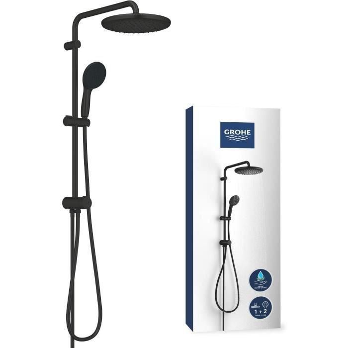 Columna de ducha con desviador manual - Ahorro de agua - GROHE Vitalio Start System 250 - Negro mate - 266802431