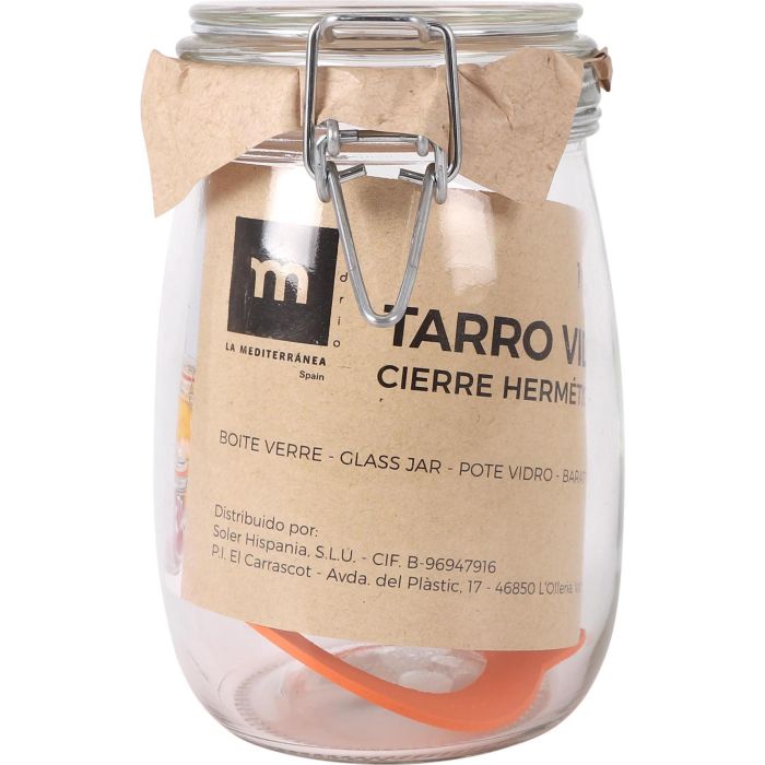 Tarro Hermético de Vidrio con Cierre Clip 1000 ml - La Mediterranea (12 Unidades) 1 Tarro Hermético de Vidrio con Cierre Clip 1000 ml - La Mediterranea (12 Unidades) 1