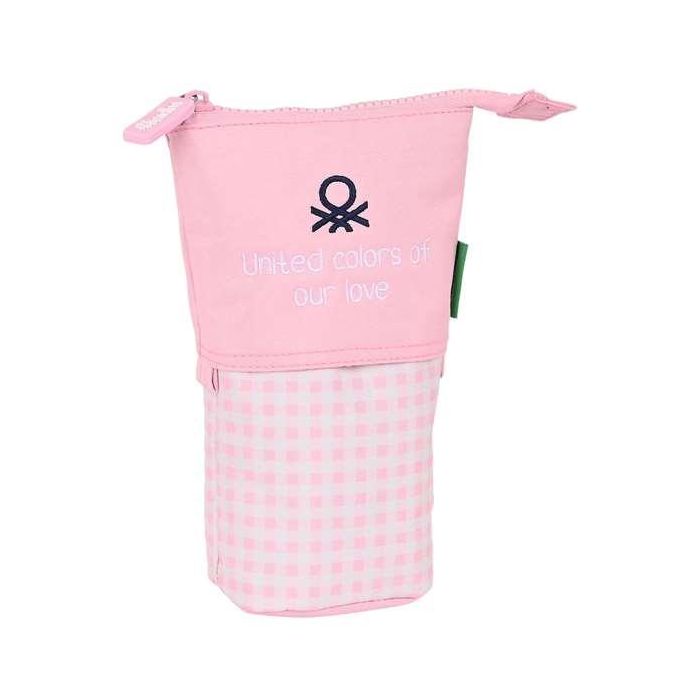 Estuche Cubilete Benetton Vichy Rosa (8 x 19 x 6 cm)