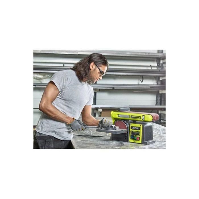 Ryobi Lijadora Fija de Banda y Disco 370W, Motor Inducción, Correa 100x914mm, Disco Ø150mm, Sistema Autoadhesivo 1