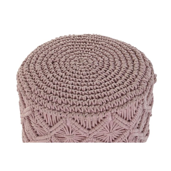 DKD Home Decor Reposapies Boho Macrame Algodón Madera Rosa Palo Marrón, Altura Asiento 49 cm, 43x51x43 cm 1