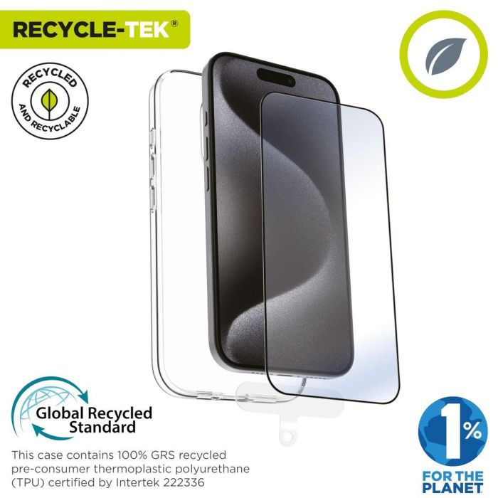 Muvit Funda Recycletek para Apple iPhone 16 con Protector de Pantalla y Kit de Limpieza Bio Sostenible 4