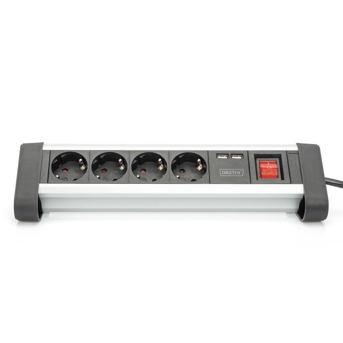 Digitus 4-Fach Steckdosenleiste mit 2xUSB-A und Schalter Schwarz/Silver 3 Digitus 4-Fach Steckdosenleiste mit 2xUSB-A und Schalter Schwarz/Silver 3