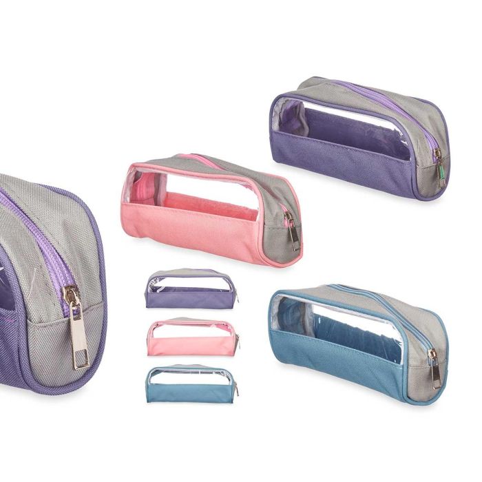 Estuche transparente Pincello 23x5.5x8 cm - Azul, Morado, Rosa - Tela y plástico (24 Unidades) Estuche transparente Pincello 23x5.5x8 cm - Azul, Morado, Rosa - Tela y plástico (24 Unidades)