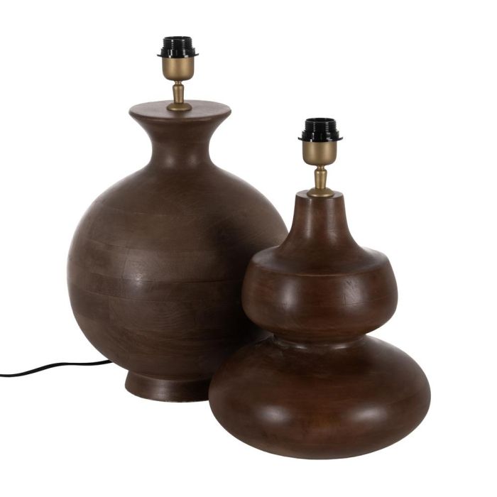 Base Lámpara Mesa Marrón Madera de Mango 31 X 31 X 38 cm