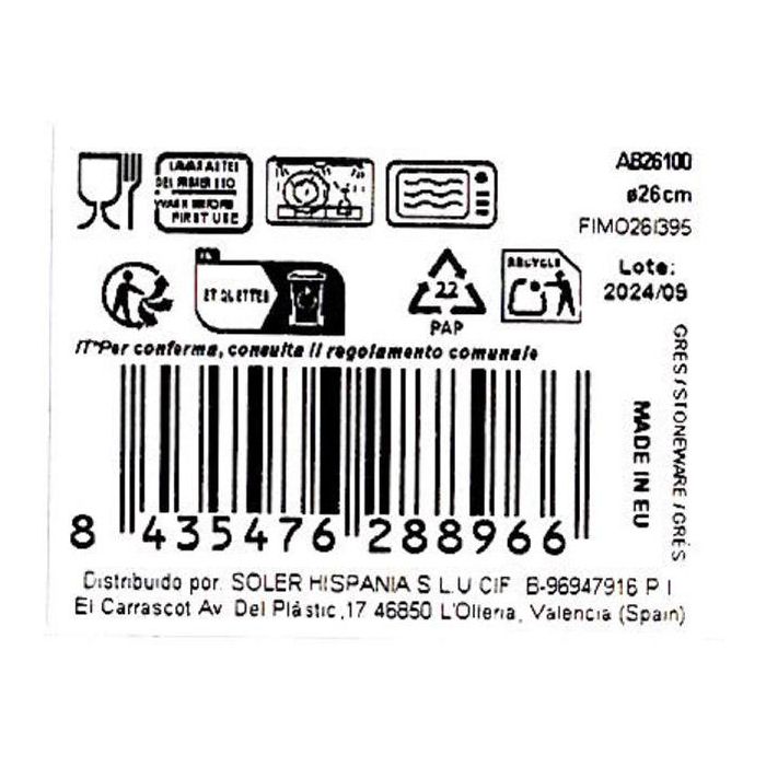 La Mediterranea Plato Llano Ø26 cm Albus Monaco Brillo (6 Unidades) 2