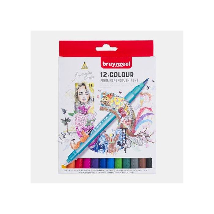 Rotulador Fibra Bruynzeel Doble Punta Caja De 12