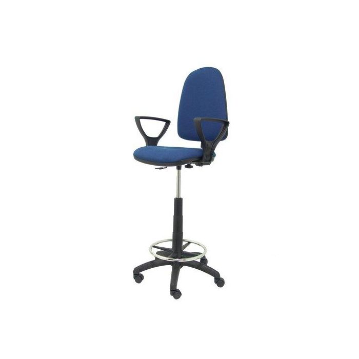 Taburete Piqueras Y Crespo Ayna Brazos Fijos Ergomico Mecanismo De Contacto Permanente Regulable En Altura Y Aro Reposapies Asiento Y Respaldo Tapizados Bali Azul Marino