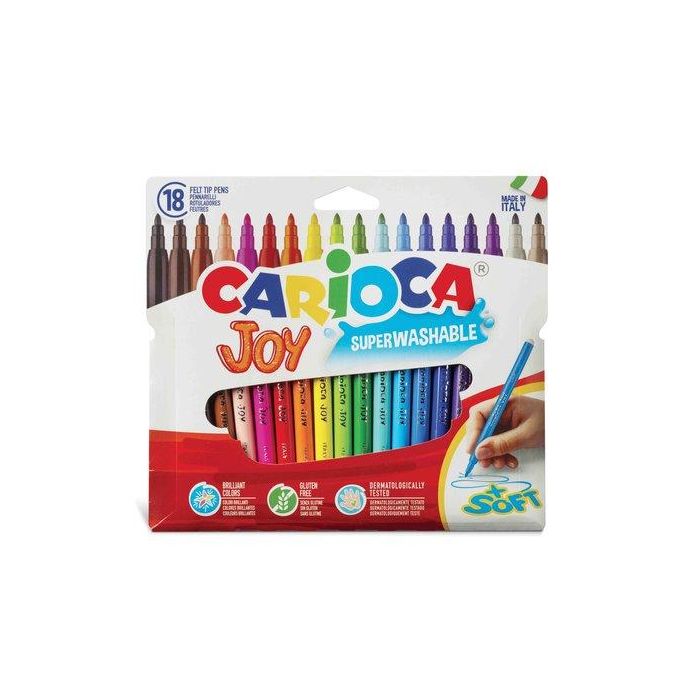 Carioca Rotulador Joy, punta fina, caja de 18 unidades, colores surtidos