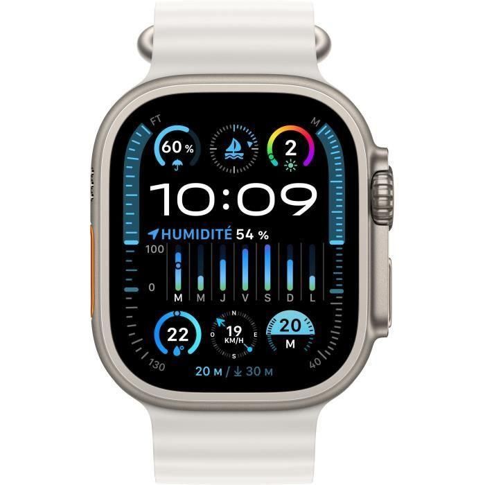 Apple Watch Ultra 2 GPS + Cellular - 49 mm - Caja de titanio - Brazalete Ocean Band blanco