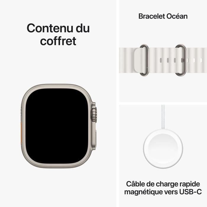 Apple Watch Ultra 2 GPS + Cellular - 49 mm - Caja de titanio - Brazalete Ocean Band blanco