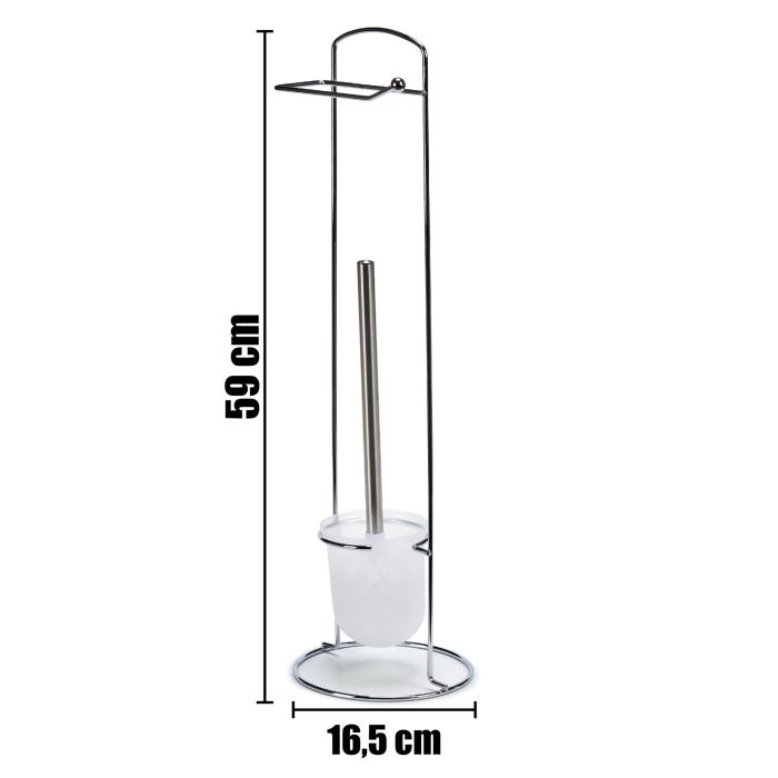 Escobillero Portarrollos Metal Plata Berilo 16.5x59x16.5 cm (6 Unidades) 4 Escobillero Portarrollos Metal Plata Berilo 16.5x59x16.5 cm (6 Unidades) 4