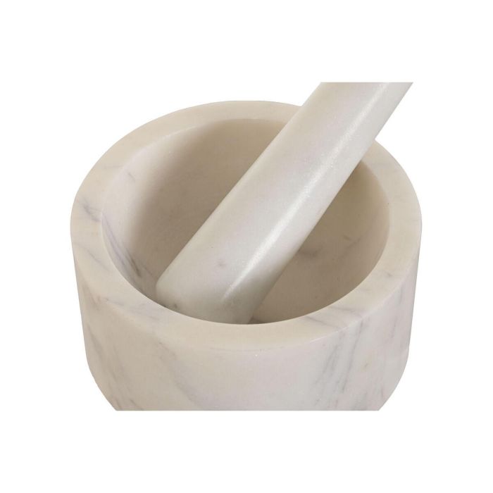 DKD Home Decor Mortero Urban de Mármol Blanco 12.5 x 12.5 x 6.5 cm 3