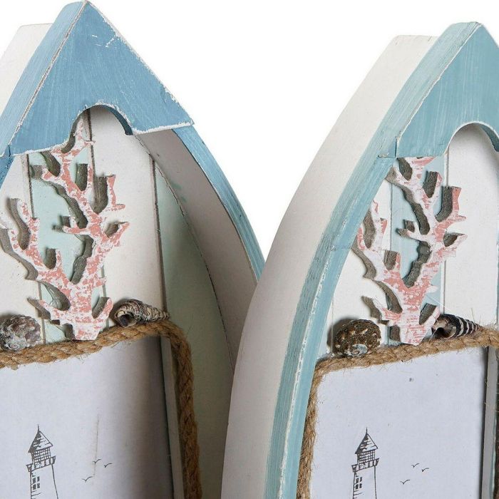 Marco de Fotos DKD Home Decor 8424001731435 Barco Azul Blanco Madera MDF Mediterráneo (2 Unidades) 2